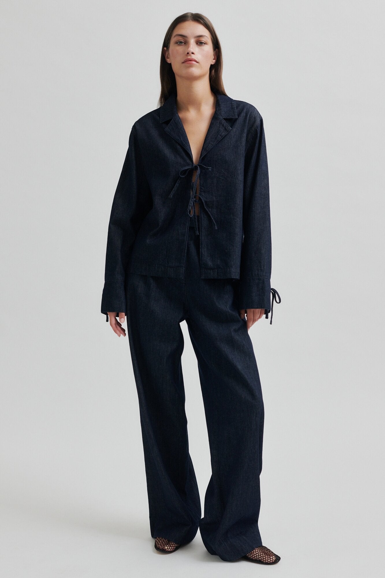 Alluet denimskjorte - Dark blue denim